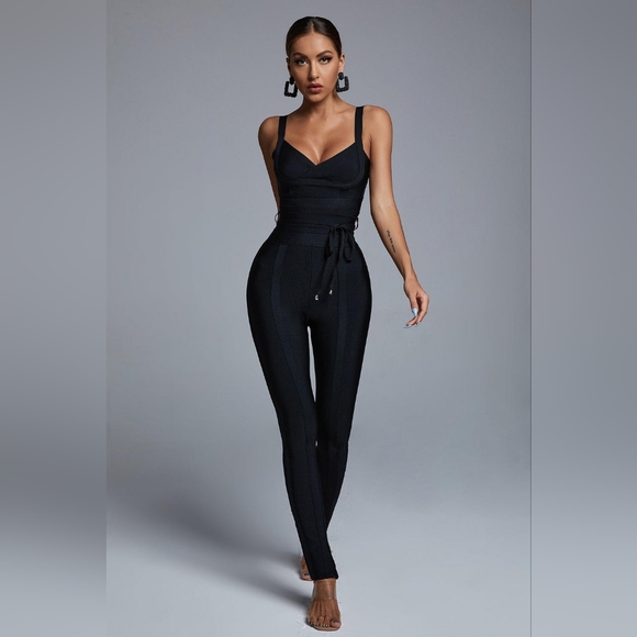 Black Bandage Jumpsuit - Picture 1 of 9